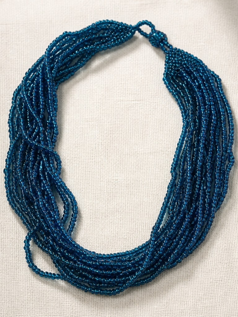 Boutique blue multi-strand beaded necklace - Picture 2 of 2